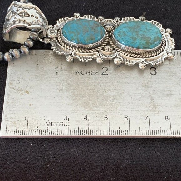 Native American Pearls Blue Necklace Pendant Ln 20 - Picture 11 of 12